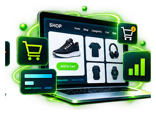 E-commerce Solutions website services illustration
